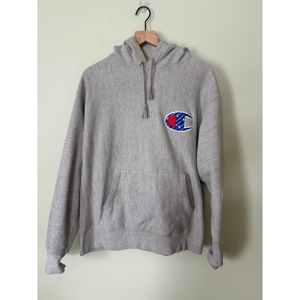 Vintage 90s Champion Reverse Weave Gray Hoodie Sweatshirt XL